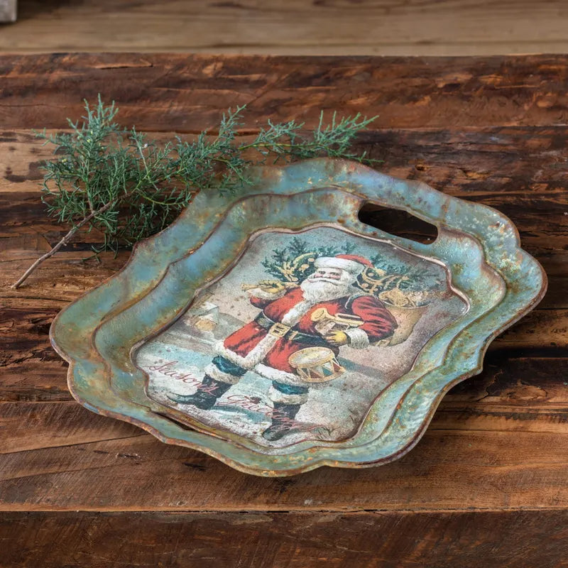 Santa Bearing Gifts Tray Set