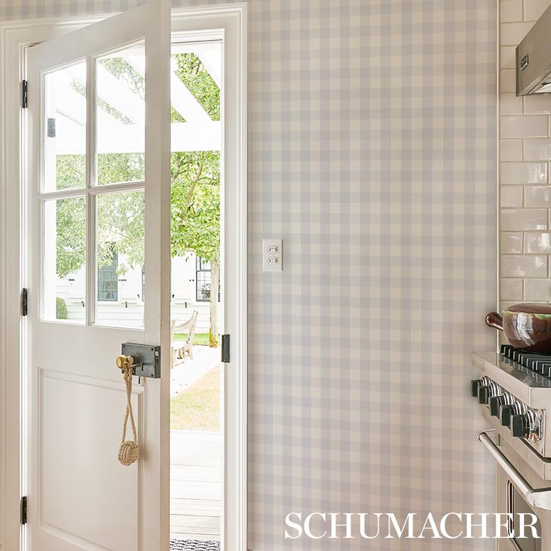 Schumacher Willa Check Small Print Wallpaper