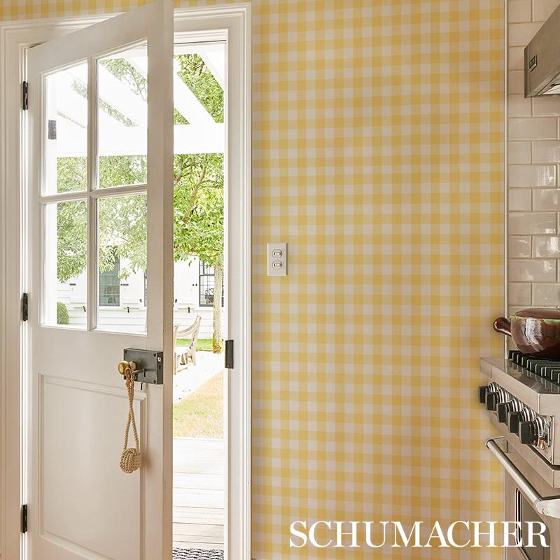 Schumacher Willa Check Small Print Wallpaper