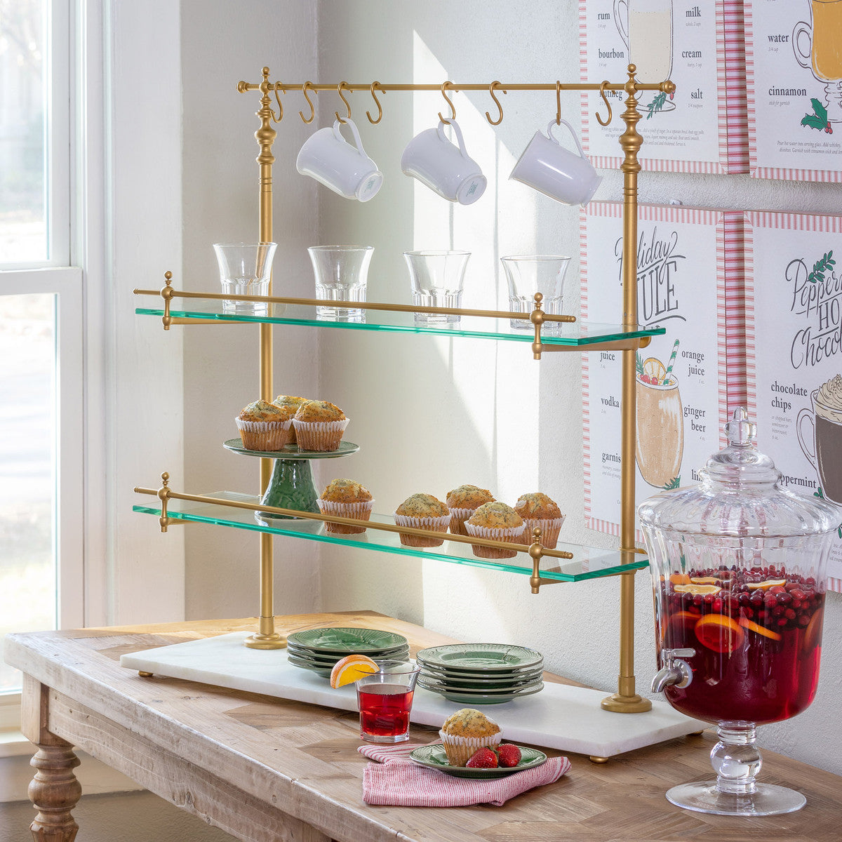 White Marble & Brass Bistro Rack