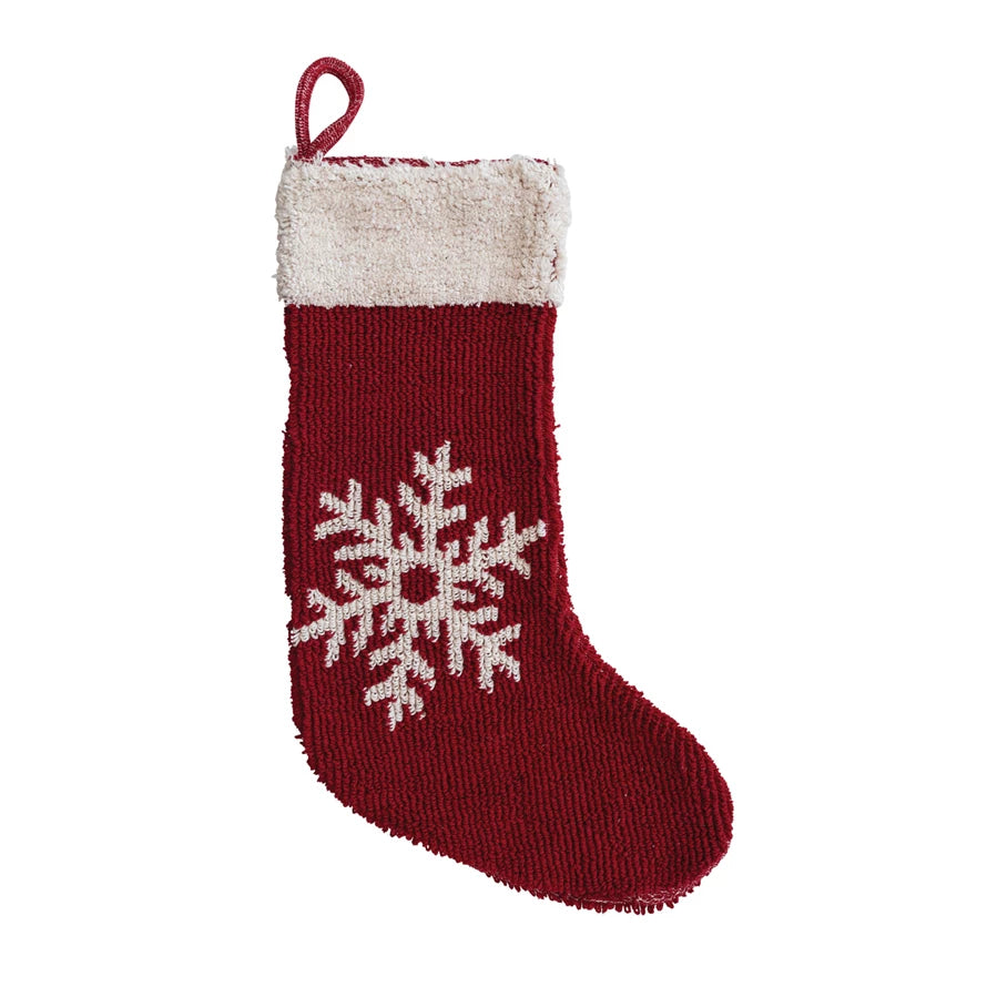 Cotton Knit Stocking With Snowflake