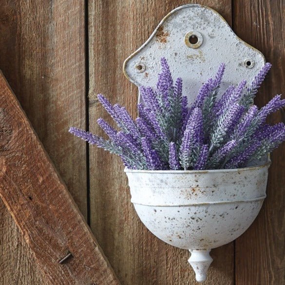 Aged White Metal Wall Planter - A Cottage in the City