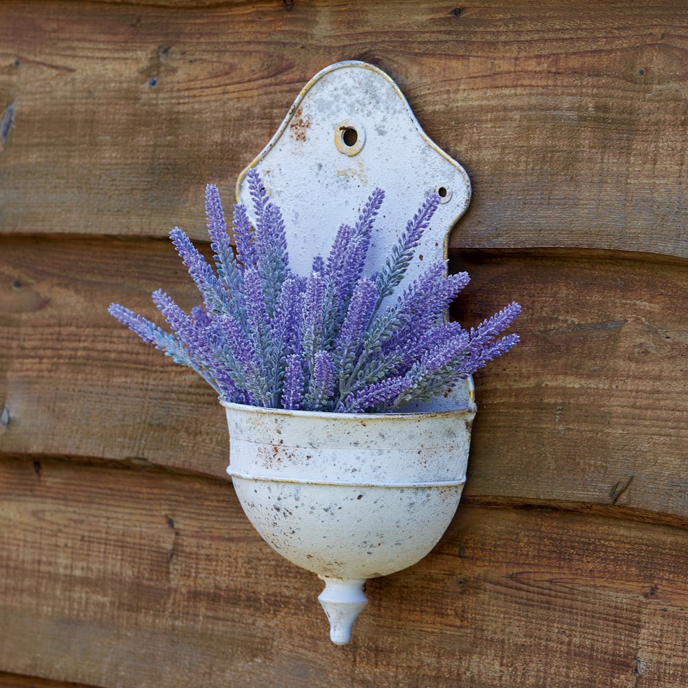 Aged White Metal Wall Planter - A Cottage in the City