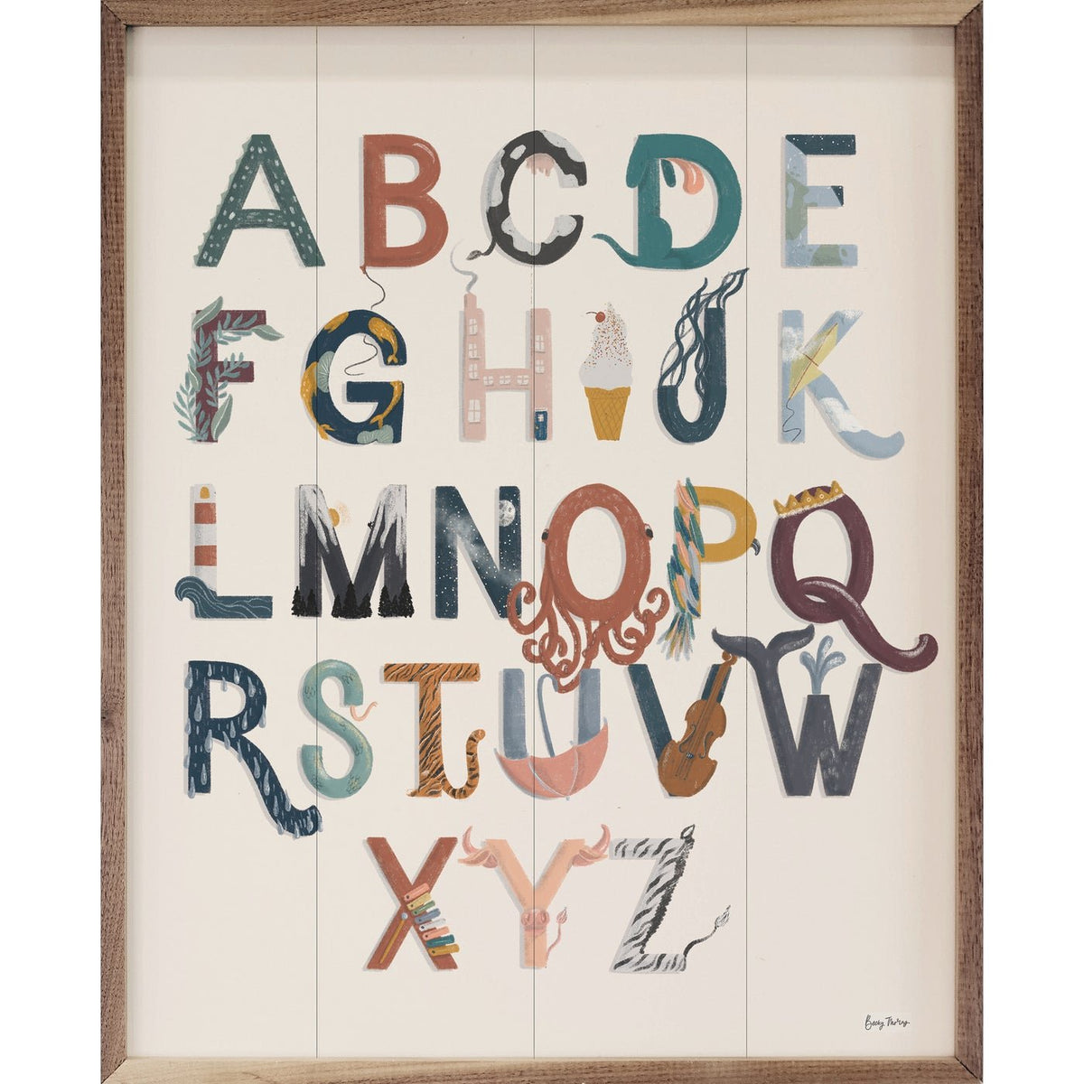 Alphabet A To Z Wood Framed Print - A Cottage in the City