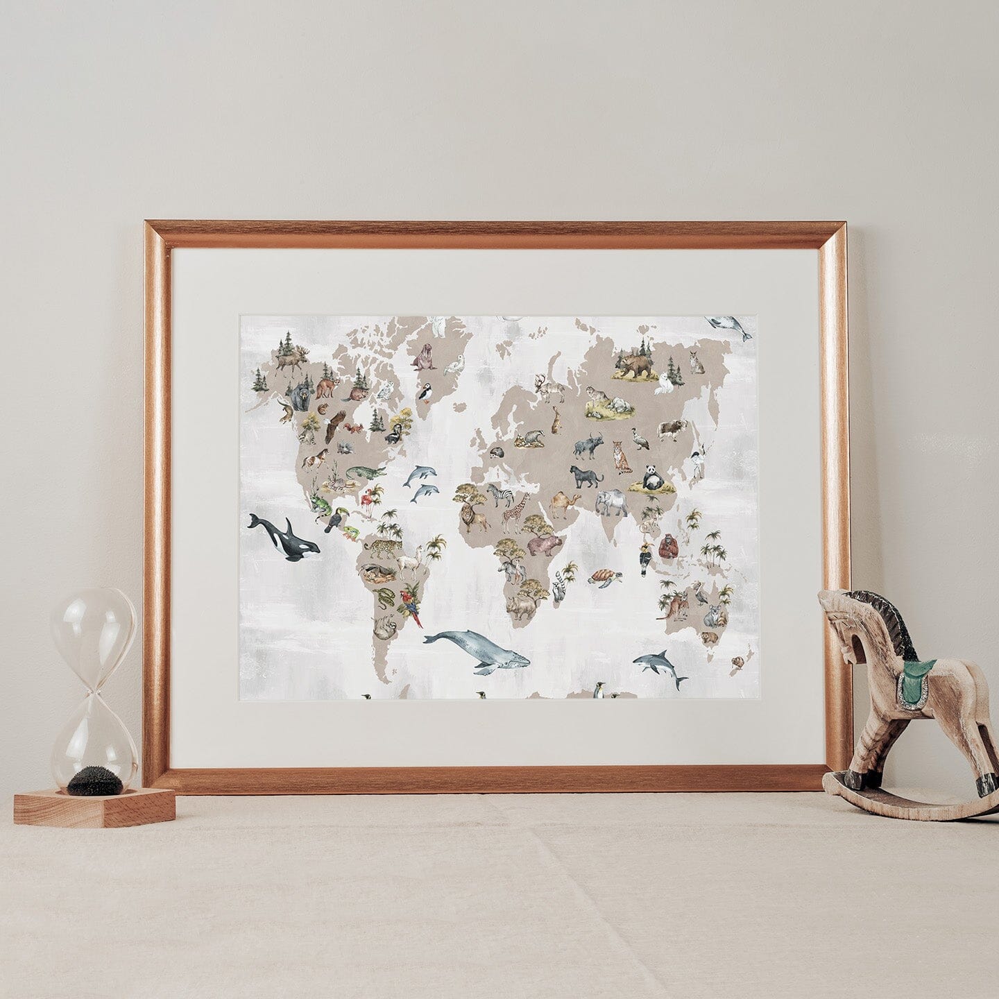 Animal World Map Wall Mural - A Cottage in the City