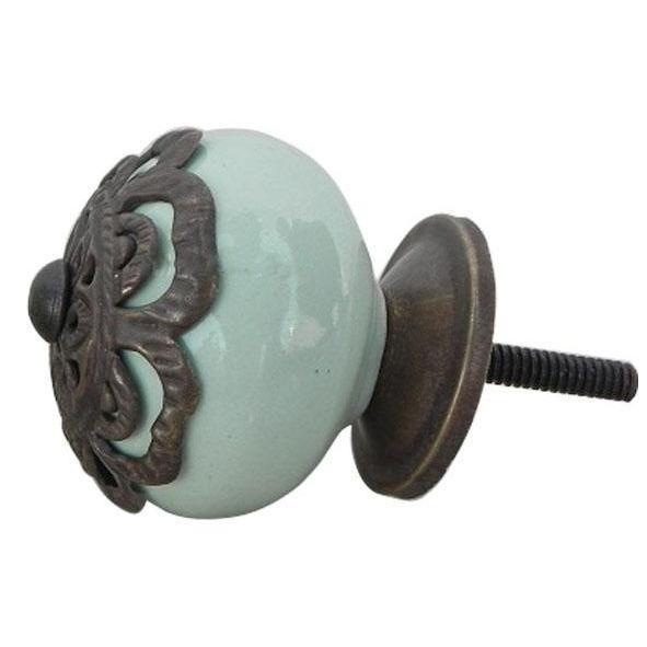 Antiqued Bronze Overlay Light Green Knob - A Cottage in the City