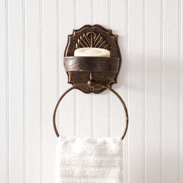 Antiqued Bronze Towel &amp; Soap Holder Set - A Cottage in the City