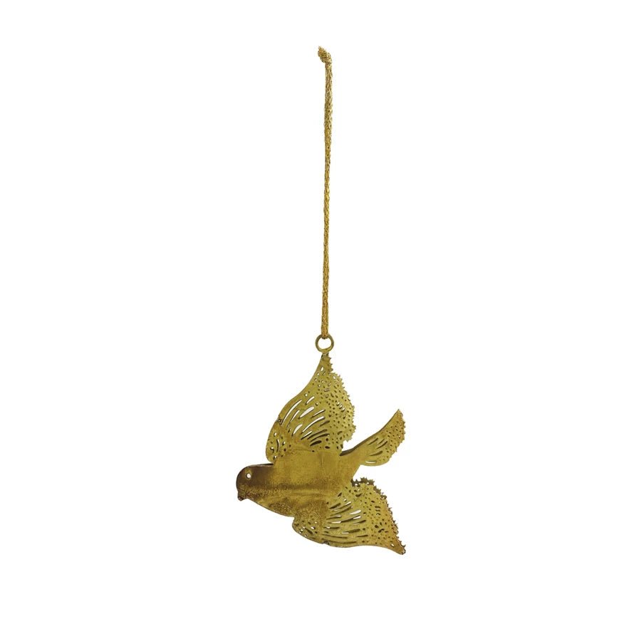 Antiqued Gold Metal Bird Ornament - A Cottage in the City