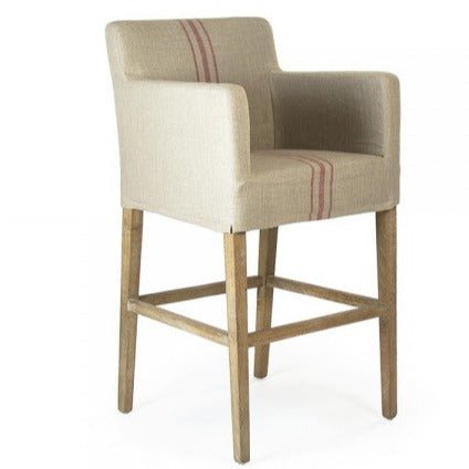 Avignon Red Stripe Slipcover Bar Stool - A Cottage in the City