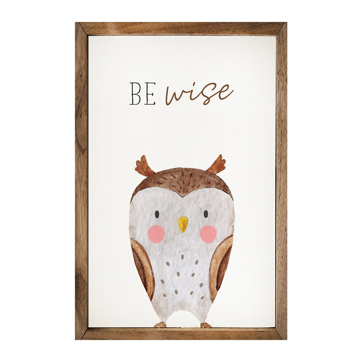 Be Wise Owl White Wood Framed Print - A Cottage in the City