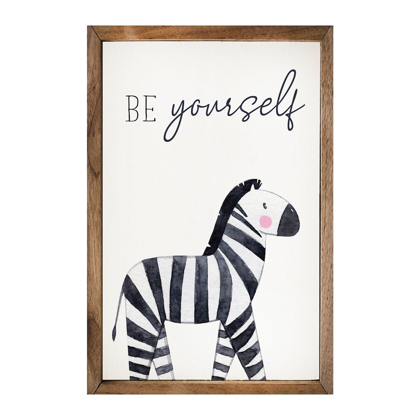 Be Yourself Zebra White Wood Framed Print - A Cottage in the City