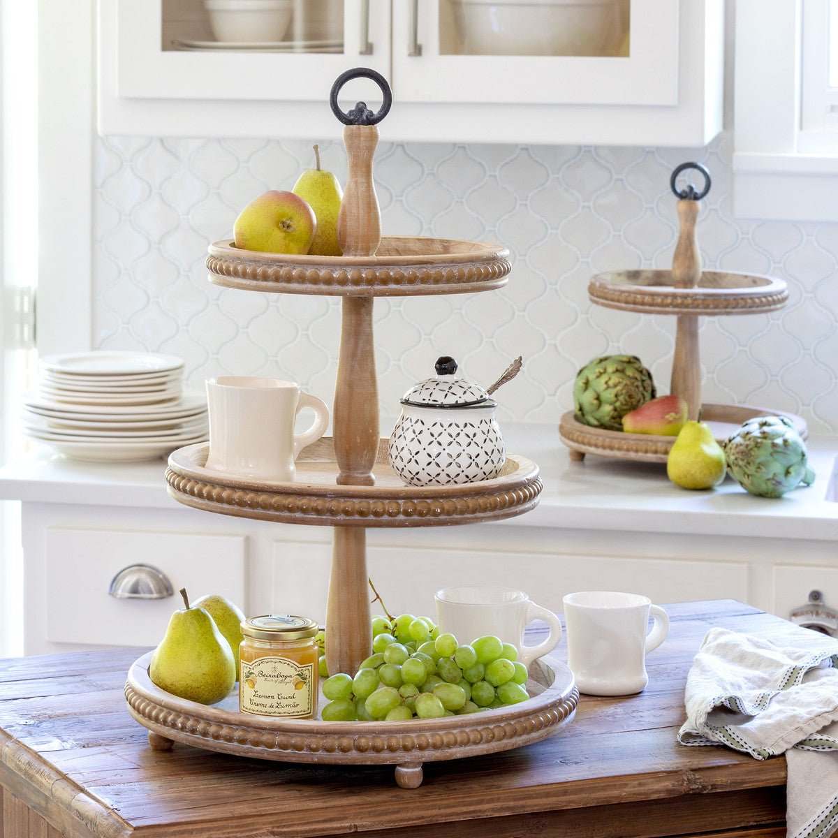 Beaded Three Tier Wood Display Stand - A Cottage in the City