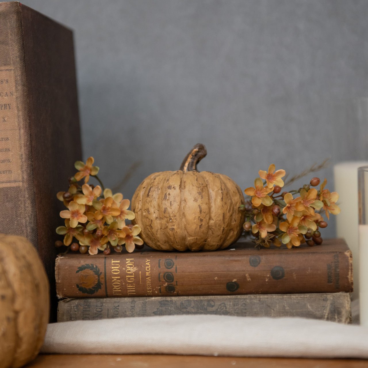 Beige Mache Pumpkin - A Cottage in the City