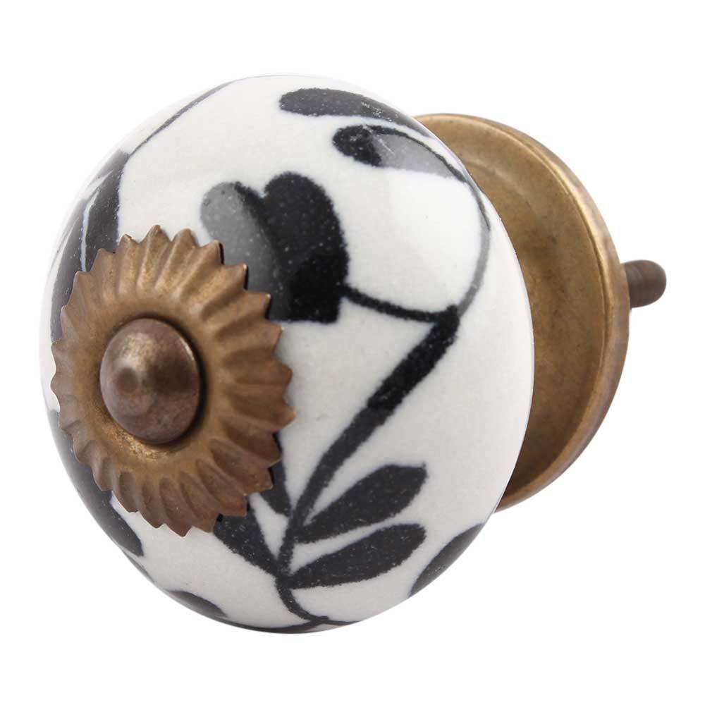 Black &amp; White Floral Knob - A Cottage in the City