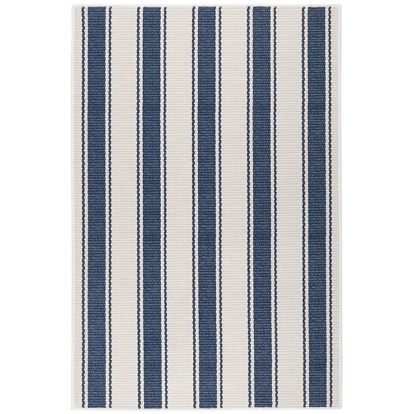 Blue Awning Stripe Machine Washable Rug - A Cottage in the City