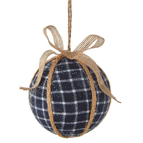 Blue & White Plaid Ball Ornament - A Cottage in the City