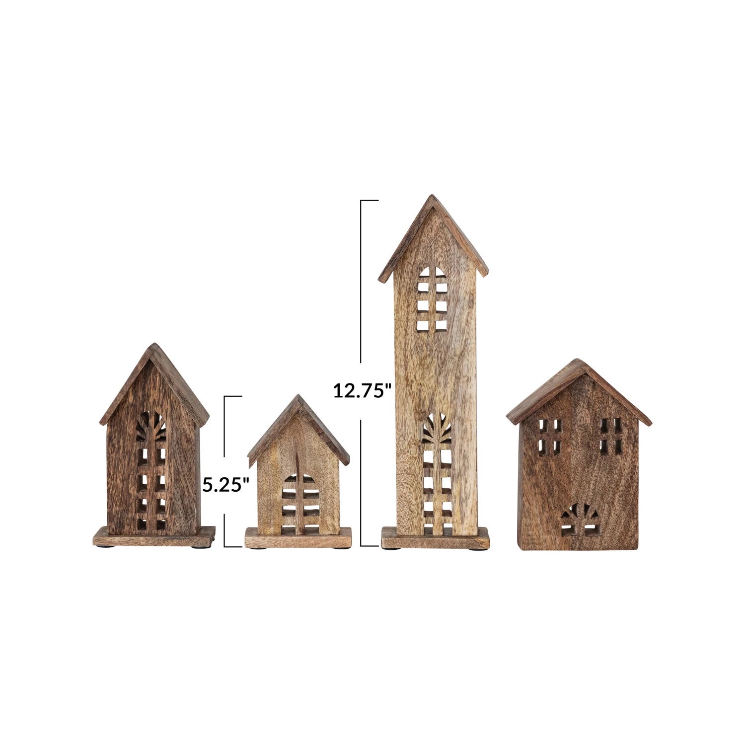 Carved Mango Wood Houses Set - A Cottage in the City