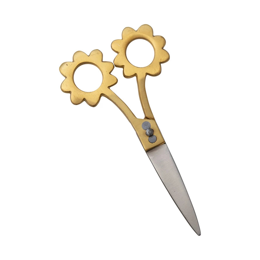 Brass Flower Handle Scissors