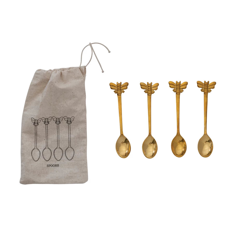 Bees Brass Spoons Set