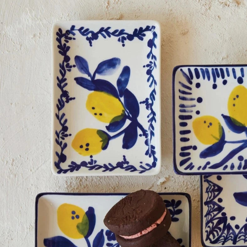 Hand Painted Lemons Stoneware Dish Set