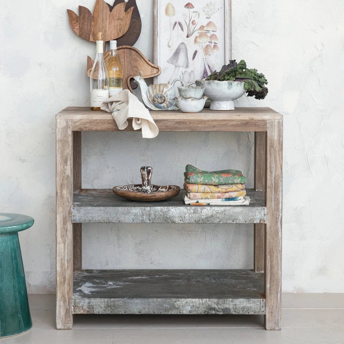 Reclaimed Wood &amp; Metal Clad Shelf