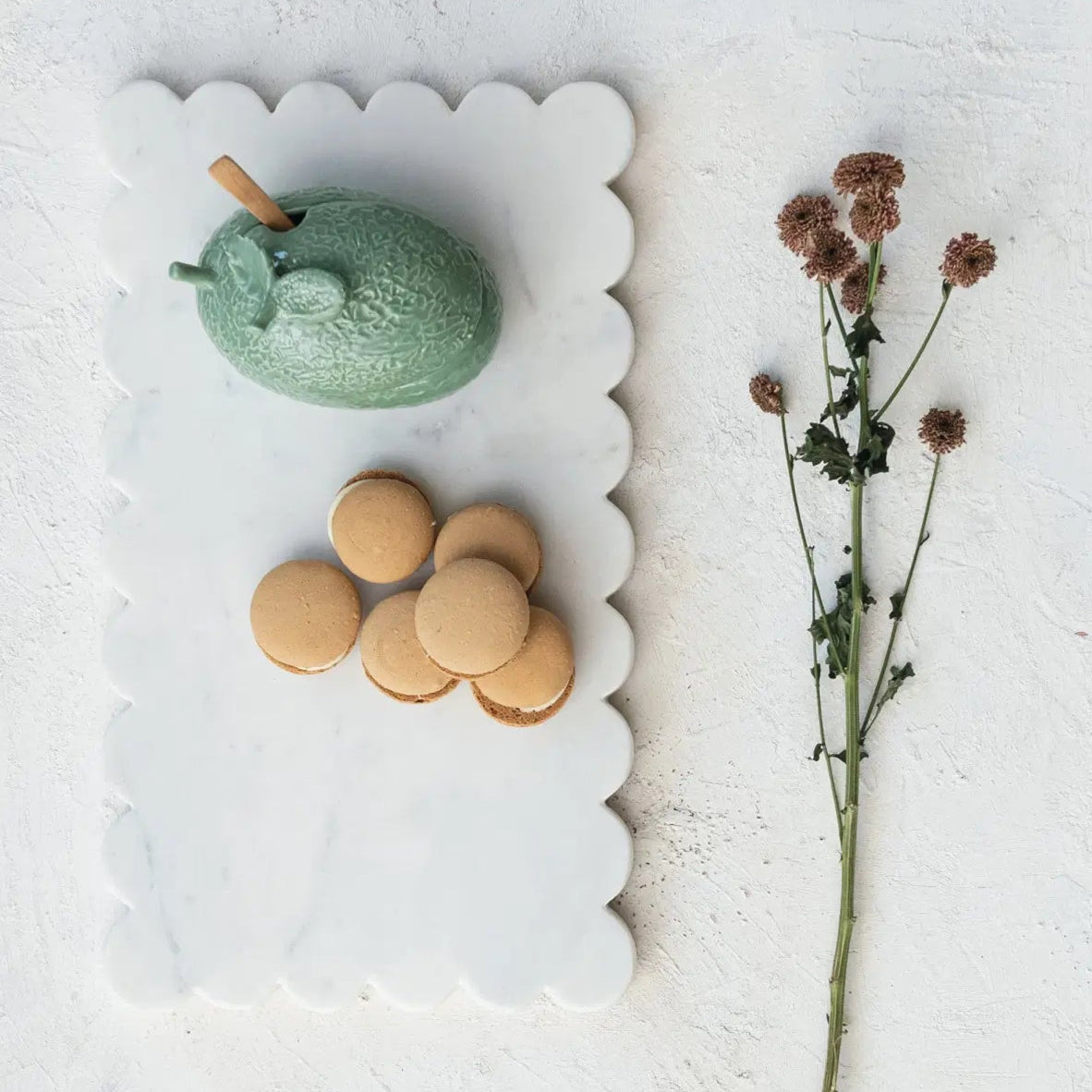 Marble Cheese Board With Scalloped Edge