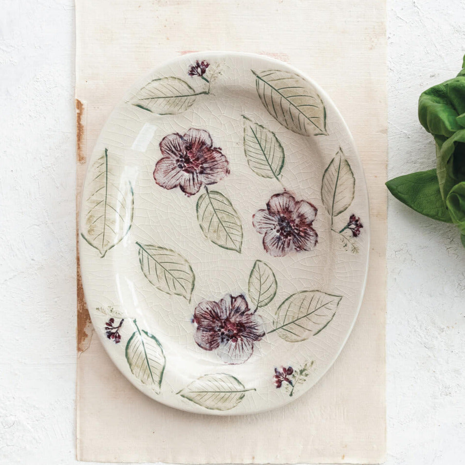 Floral Stoneware Platter