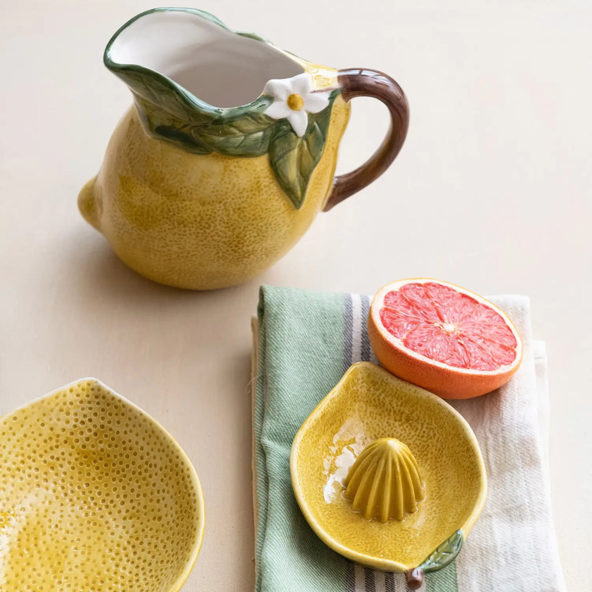 Hand Painted Lemon Shaped Pitcher