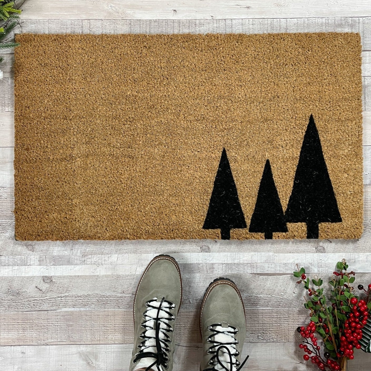 Geometric Trees Winter Doormat