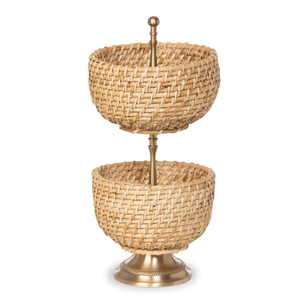 Amelia Woven Bamboo Cane Tiered Server