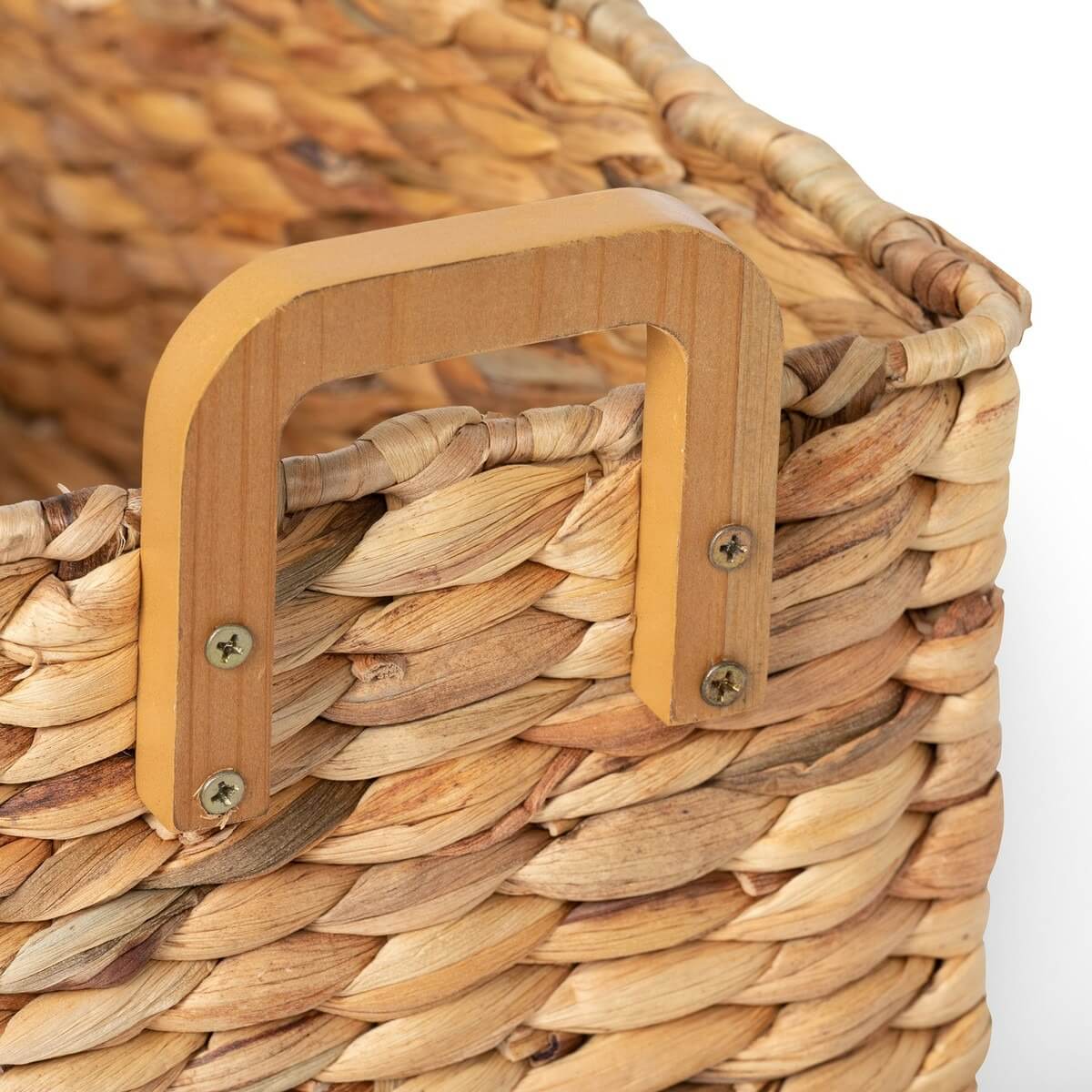 Woven Water Hyacinth Rectangle Storage Basket Set