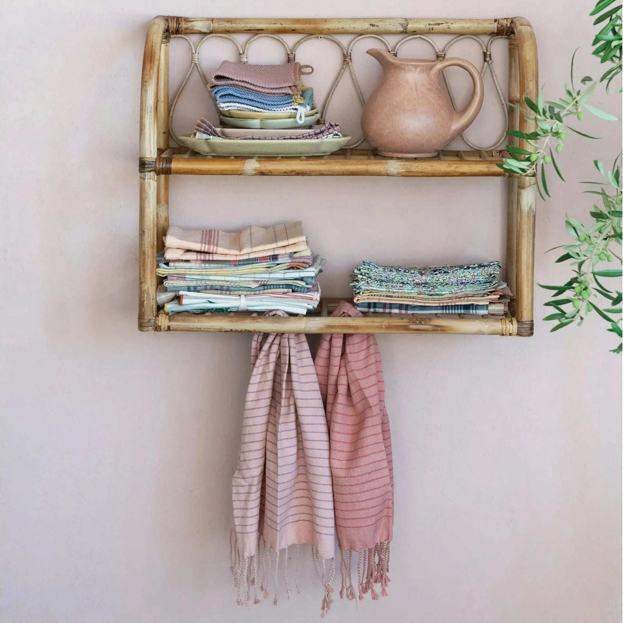 Pink Striped Turkish Cotton Tea Towel Set