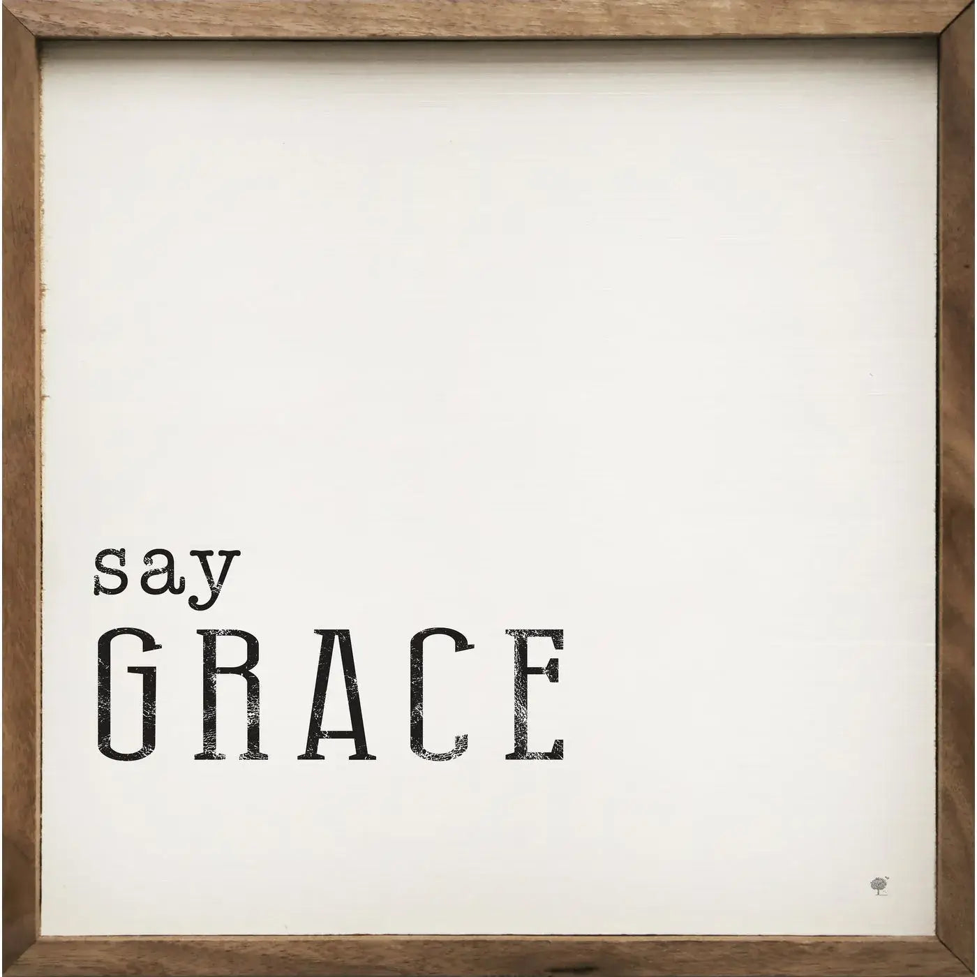 Say Grace Typewriter Wood Framed Print