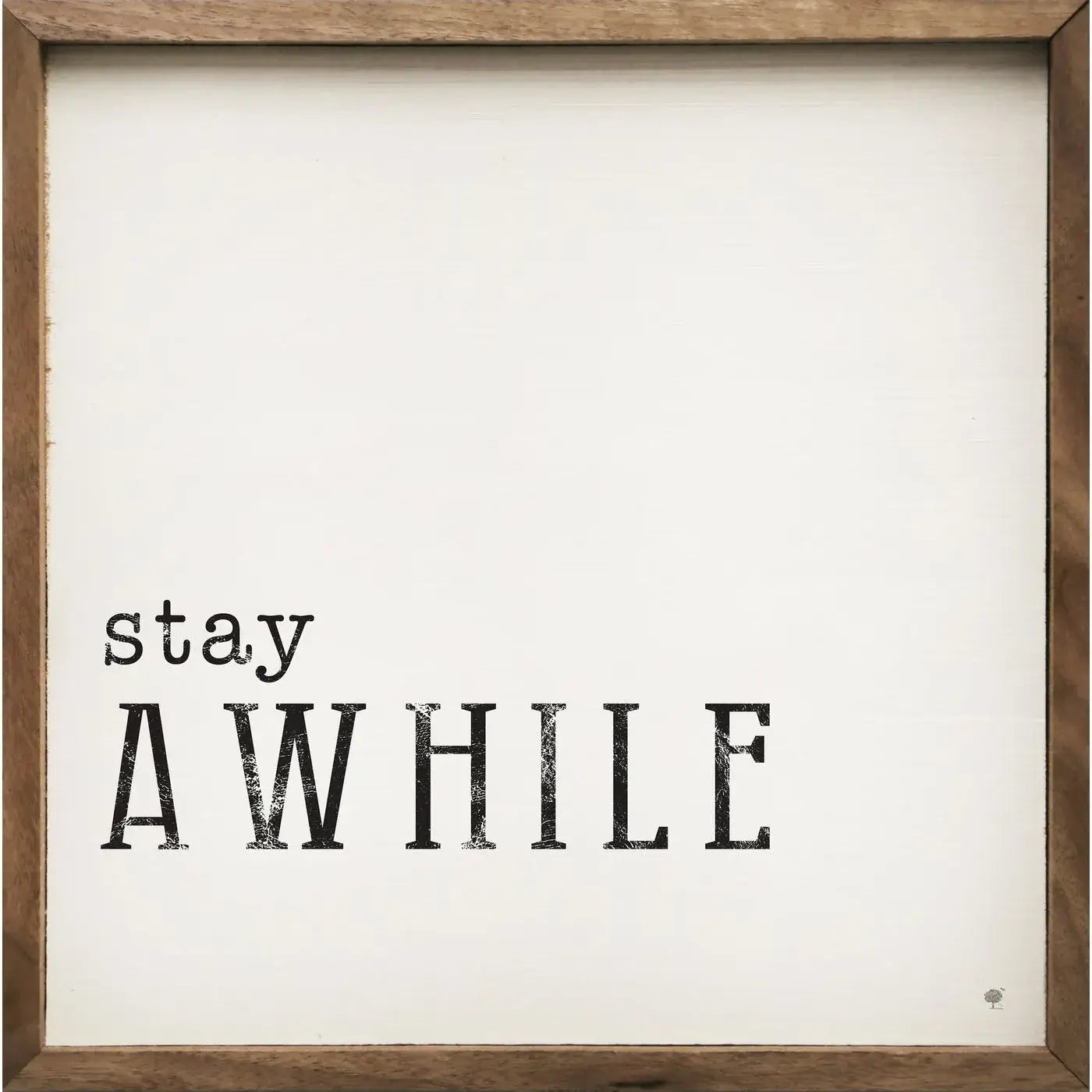 Stay Awhile Typewriter Wood Framed Print