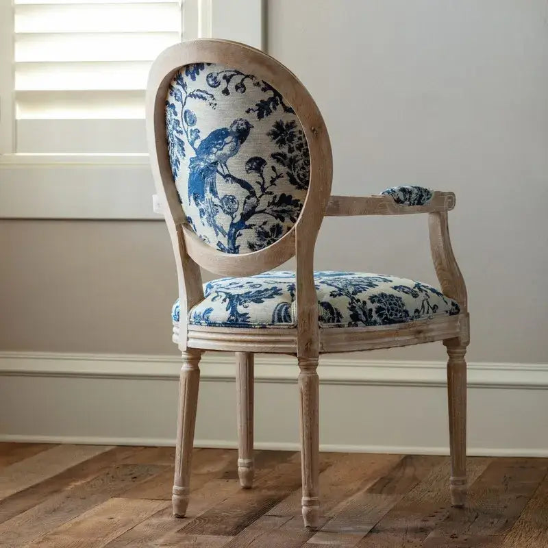 Blue Fowl & Fruit Jacquard Chair Set