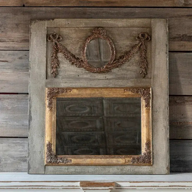 Trumeau Mirror With Antique Gold Swag