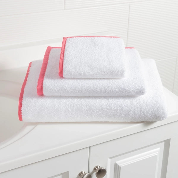 Pine Cone Hill Signature Banded White/Coral Towel