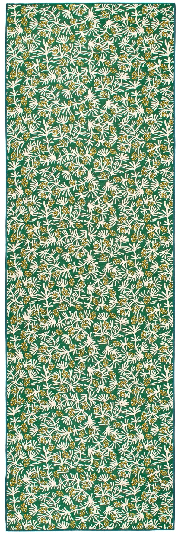 Winter Pinecones Green Machine Washable Rug