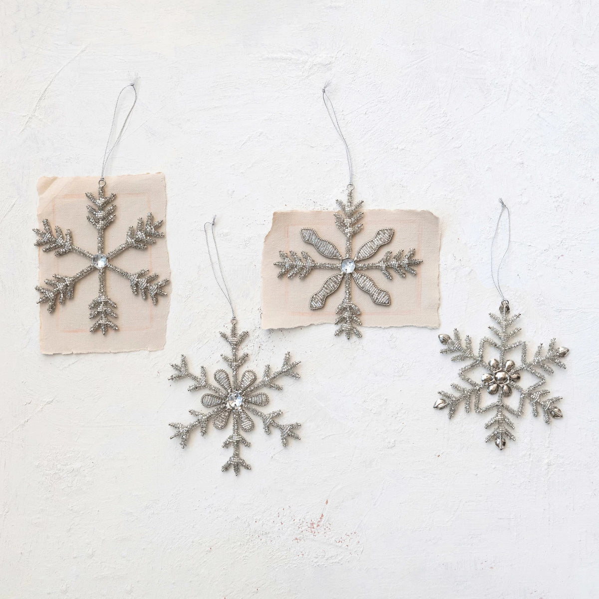 Metal &amp; Glass Bead Snowflake Ornament