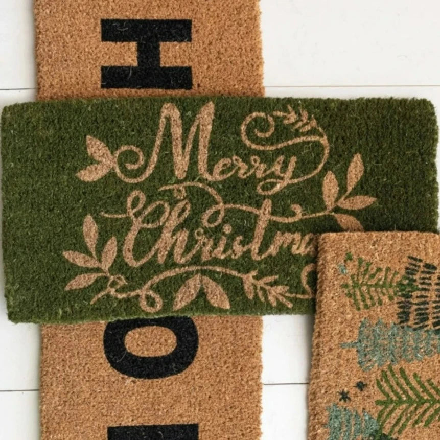 Green Merry Christmas Door Mat