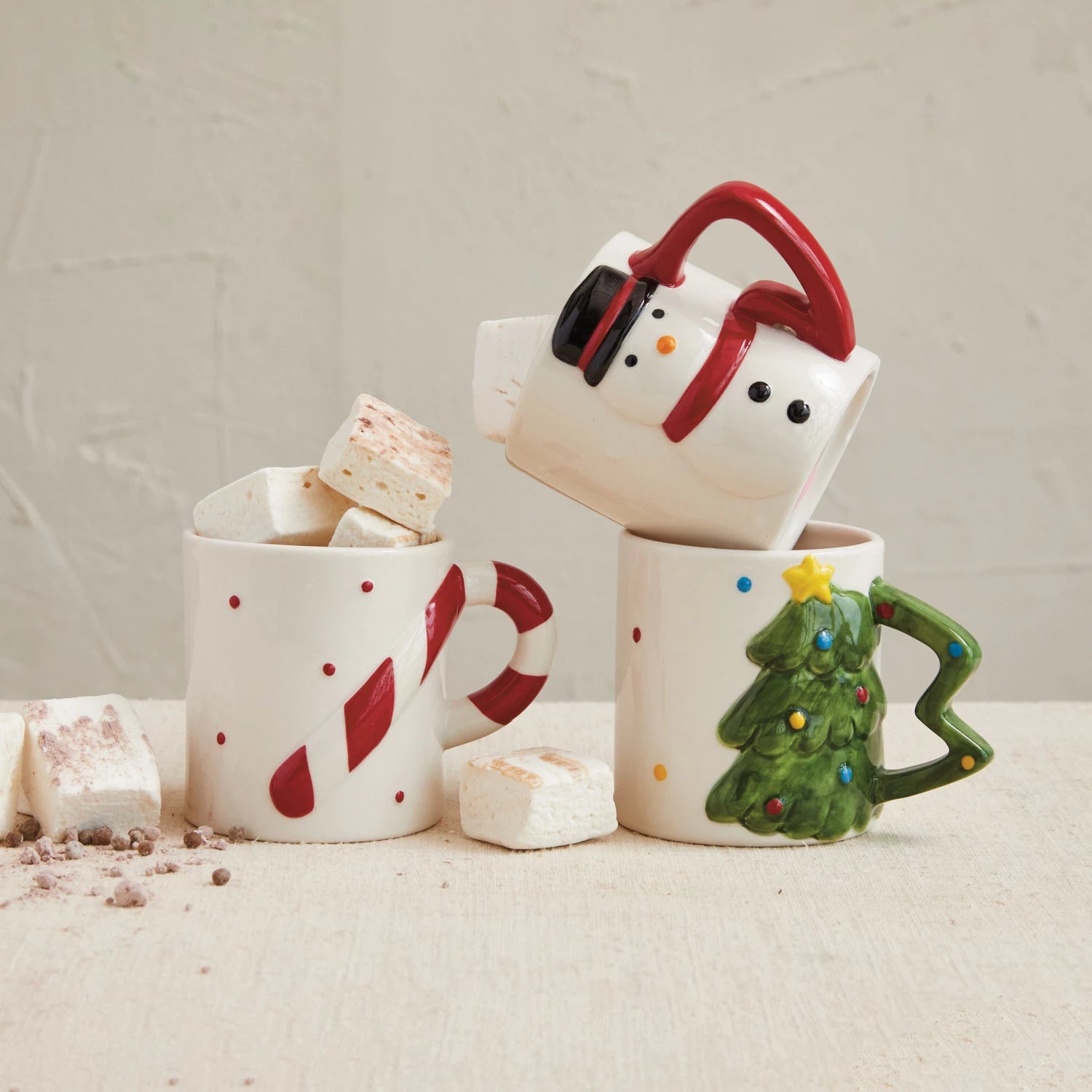 Stoneware Holiday Shaped Handle Mug