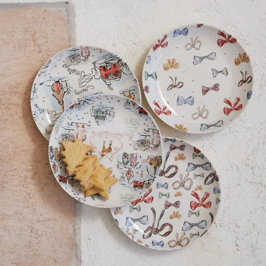 Stoneware Holiday Plate Set