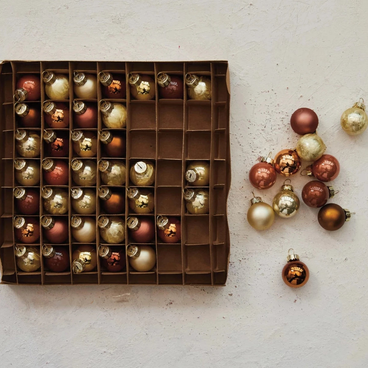 Brown &amp; Gold Glass Ball Ornament Set