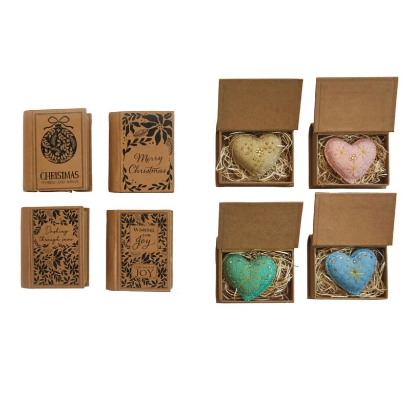 Felt Heart in Printed Book Shaped Box Ornament