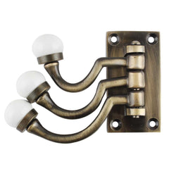 Renovators Supply Victorian Double Coat Hook 6.25 L Decorative Brass  Polish White Porcelain Ball Tip Style Wall Mount Hangers for Coat, Robe,  Towel