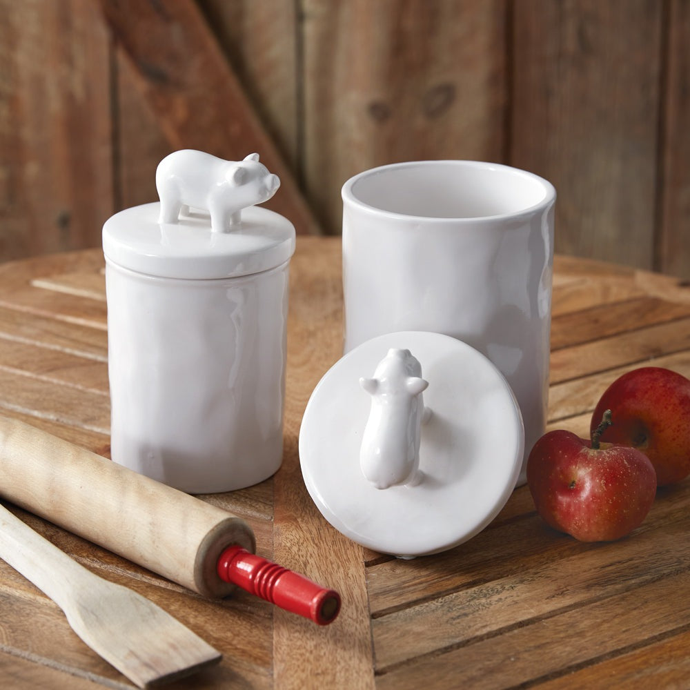 Kitchen Utensil Tool Ceramic Container Cute Pig Design 6” Tall