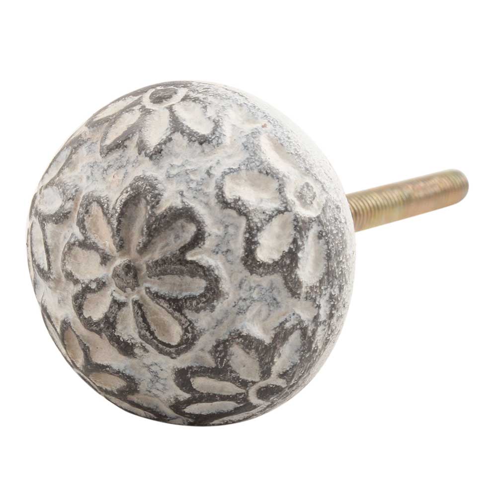 Floral Handmade White Iron Knob