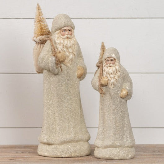 Ivory Santa With Snowy Tree