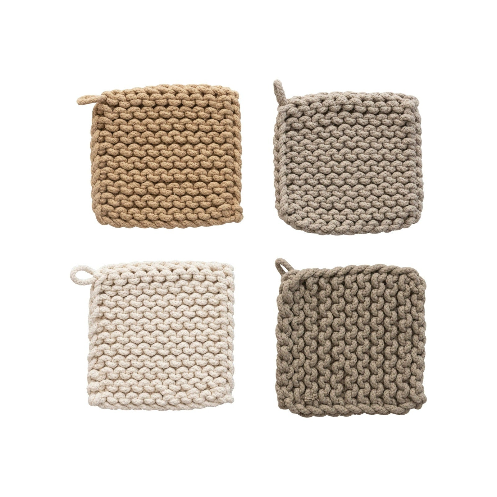 8 Square Jute Crocheted Pot Holder, Natural