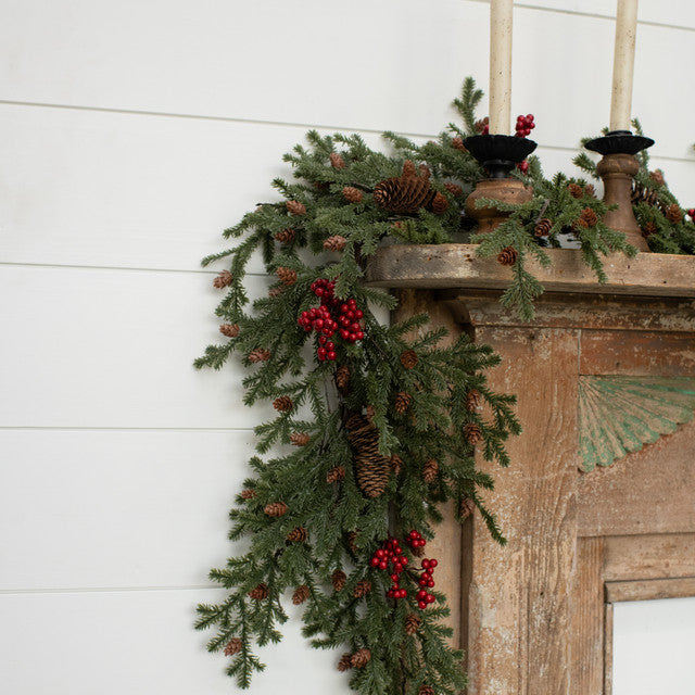 Pine, Pinecones and Berries Garland